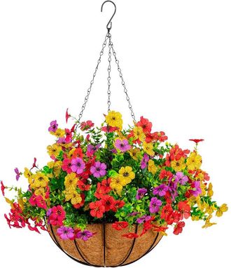 Nearly Natural 24In Uv-Resistant Artificial Daisy Hanging Basket Diy Kit (Indoor/Outdoor)