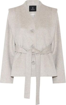 Bruuns Bazaar Jassen, Dames, Beige, 2Xl, Wol, Korte Beige Jas met Decoratieve Knopen