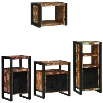 vidaXL Juego De Muebles De Ba&ntilde;o 4 Pcs Marr&oacute;n Madera De Mango Maciza