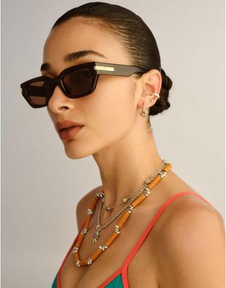 Le Specs Cubito - Occhiali da sole marrone tartarugato