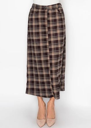 YAL New York Burgundy Plaid A-Line Skirt