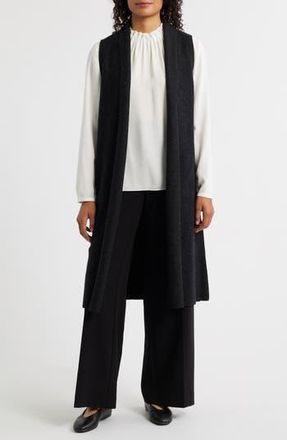 Eileen Fisher Shawl Collar Wool Longline Vest in Dark Charcoal at Nordstrom Rack, Size Large