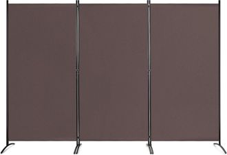 Costway Biombo De 3 Piezas 260 X 183 Cm/separador Divisor Con Almohadilla De Pie Ajustable Pantalla De Privacidad (marr&oacute;n) - Costway
