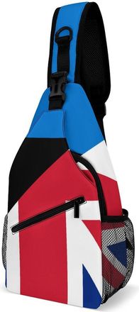 Generic Birtish And Estonia Flag Unisex Shoulder Bags Casual Crossbody Chest Bag Sling Backpack for Hiking Cycling Travel