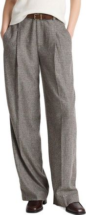 Vince High Rise Wool Blend Houndstooth Wool-Blend Trouser