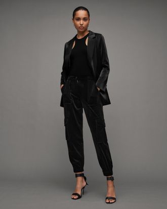 AllSaints Frieda Velvet Tapered Cargo Pants