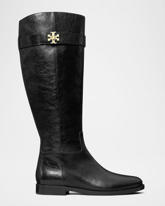 Tory Burch Turnlock Leather Knee-High Riding Boots