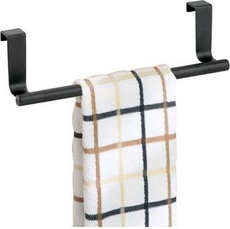 OEM Toallero - Soporte Para Toallas Para Colgar Sobre El Armario - Gancho Para Toallas Para La Cocina, El Ba&ntilde;o O El Garaje - Ancho: 23 Cm - Color: Negro M