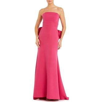 Mac Duggal Strapless Oversized Statement Bow Crepe Gown in Hot Pink at Nordstrom, Size 12