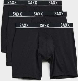 Saxx Mens 6 solid micro-perforated boxer briefs ESSENTIAL PERFORMANCE MESH 3-pack