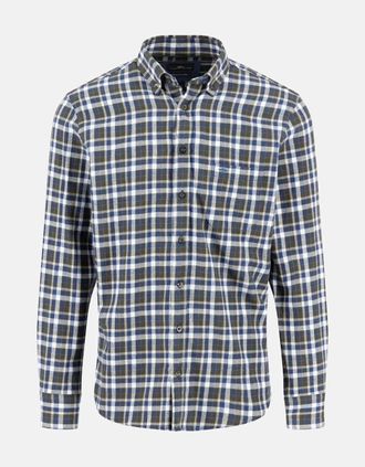 Fynch-Hatton Mens Premium Flannel Check Button Down Shirt Dark Ivy - Green - Size: 46/Regular