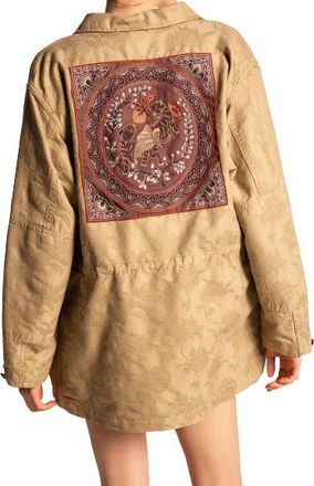 Etro Tan Floral Embroidered Jacquard Jacket Size S