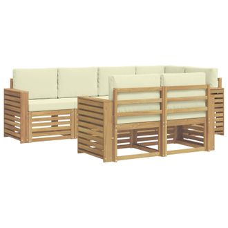 vidaXL Conjunto De Sof&aacute;s De Exterior 7 Uds. Blanco Y Crema Poli&eacute;ster Vidaxl