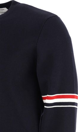 Thom Browne Mens Cotton Crewneck Sweater Navy