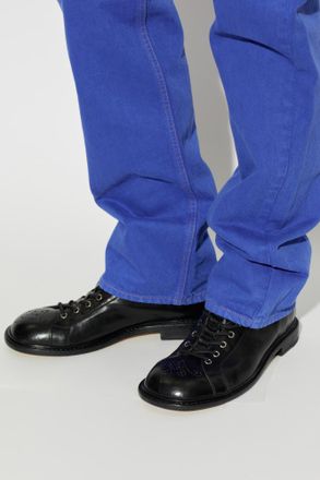 Versace Leather Shoes With Perforation, Mens, Black