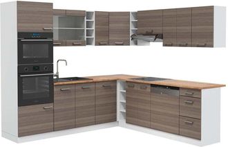 Vicco Cocina Esquinera R-line, Precioso Gris/blanco, 237 X 247 Cm, Et Roble, Vicco