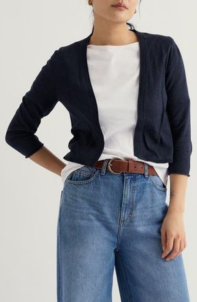Seasalt Cornwall Vanessa Open Front Organic Cotton Crop Cardigan in Maritime at Nordstrom, Size 10