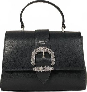 Jimmy Choo London Womens Cherie Crystal Buckle Top Handle Bag In Black
