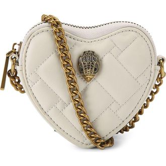 Kurt Geiger Micro Heart Leather Crossbody Bag in Natural at Nordstrom