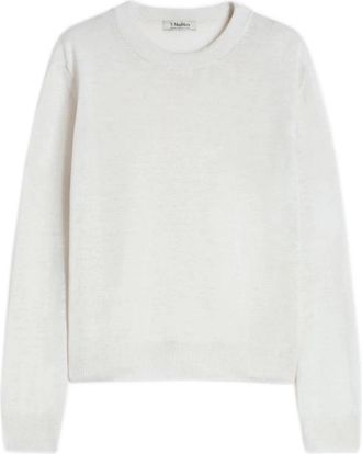 Max Mara Linnen Garen Ronde Hals Trui - Dames - Ronde hals truien - Wit - L - Linnen - Truien & Vesten