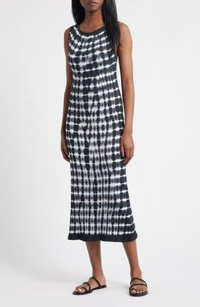 Nation Ltd Christy Tie Dye Keyhole Rib Cotton Midi Dress in Tie Dye Stripe at Nordstrom Rack, Size Medium