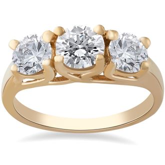Pompeii3 3 1/2ct Diamond 3-Stone 14k Yellow Gold Engagement Ring Lab Grown