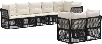 vidaXL Conjunto De Sof&aacute;s De Jard&iacute;n 8 Uds. Negro Rat&aacute;n Sint&eacute;tico Vidaxl