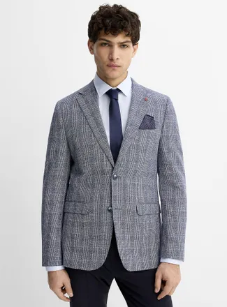 Soul of London Mens Prince of Wales linen-blend jacket