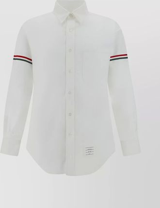 Thom Browne collar logo sleeve patch pocket shirt