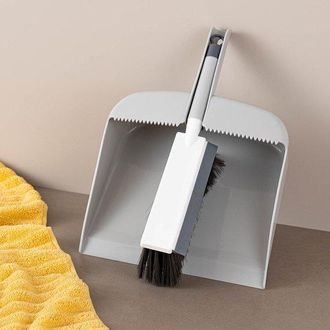 OEM Mini Juego De Limpieza 2 En 1 Blanco Con Recogedor Y Cepillo (24 X 31,5 Cm) - Juego Completo De Limpieza Para Escritorio, Cocina Y Hogar