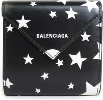 Balenciaga Black White Leather Wallet (Tri-Fold) (Pre-Owned)