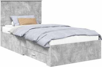 vidaXL Estructura De Cama Con Cabecera Gris Concreto 100 X 200 Cm Vidaxl