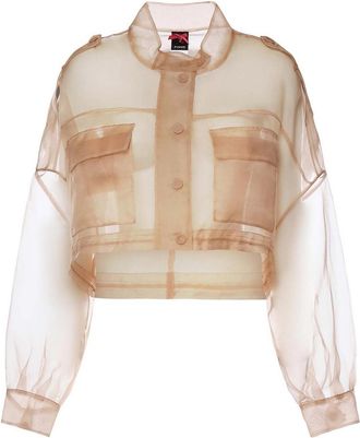 Pinko Cropped Pea Coat In Pure Silk Organza