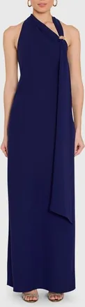 Amanda Uprichard Sonya Asymmetric Drape Sleeveless Gown in Navy at Nordstrom, Size X-Large