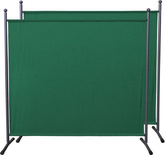 Quick-Star 2 St&uuml;ck Paravent 180 X 178 Cm Stoff Raumteiler Gro&szlig; Stellwand Trennwand Balkon Sichtschutz Gr&uuml;n
