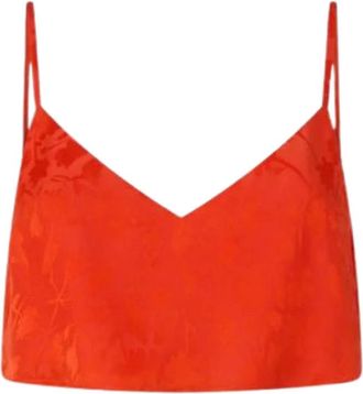 Pinko Alpago Top - Dames - Tops zonder mouwen - Oranje - S - Satijn - Tops