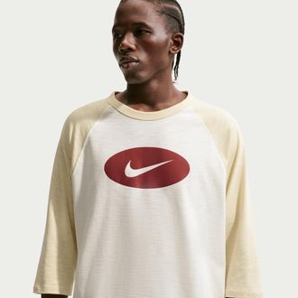 Nike Mens Club 3/4-Sleeve Raglan Top in Brown | II4254-229