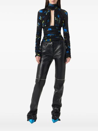 Blumarine floral-print ruched bodysuit - Blue