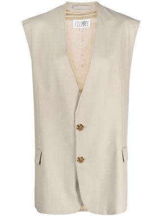 Maison Margiela single-breasted tailored vest - women - Wool/Polyester/Viscose - M - Neutrals