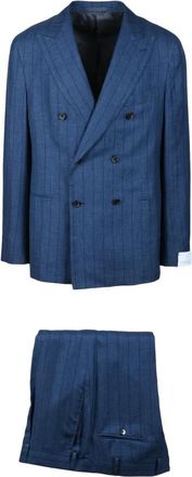 Caruso Kostuums, Heren, Blauw, XL, Wol, Wol Linnen Zijde Heren Jurk