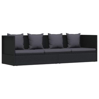 vidaXL Vidaxl - Lettino Da Giardino Con Cuscini In Polyrattan Nero
