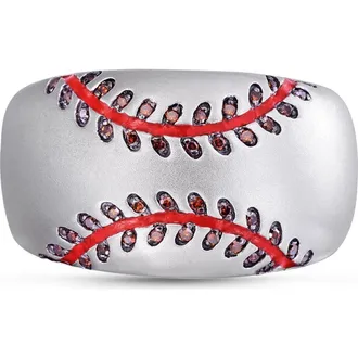 LuvMyJewelry Home Run Baseball Sterling Silver Diamond Band Men Ring at Nordstrom, Size 10