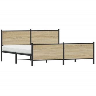 vidaXL Estructura De Cama Sin Colch&oacute;n Metal Roble Sonoma 180x200 Cm Vidaxl