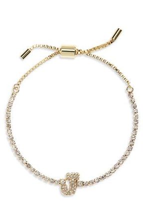 BaubleBar Initial Tennis Slider Bracelet in Gold J at Nordstrom Rack