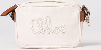 Chlo&eacute; Borsa in canvas di cotone con logo ricamato