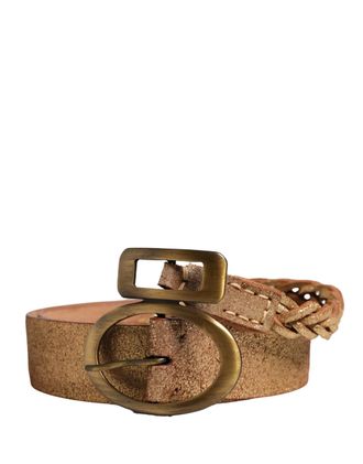 Ermanno Scervino Leather Braided Metal Buckle Womens Belt
