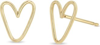 Zo&euml; Chicco Open Heart Stud Earrings in Yellow Gold at Nordstrom