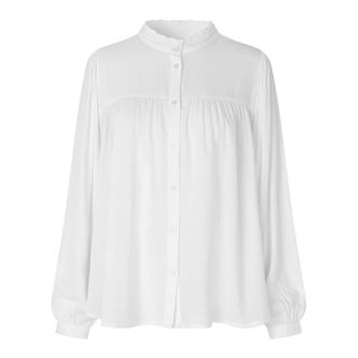 Lollys Laundry Overhemden, Dames, Wit, S, Witte Shirt met Pofmouwen