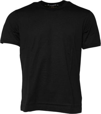 Dolce & Gabbana Zwart Logo Print Katoenen T-shirt - Heren - T-shirts - Zwart - S - Katoen - Tops