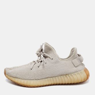 adidas Grey Knit Fabric Boost 350 V2 Sesame Sneakers Size 43 2/3